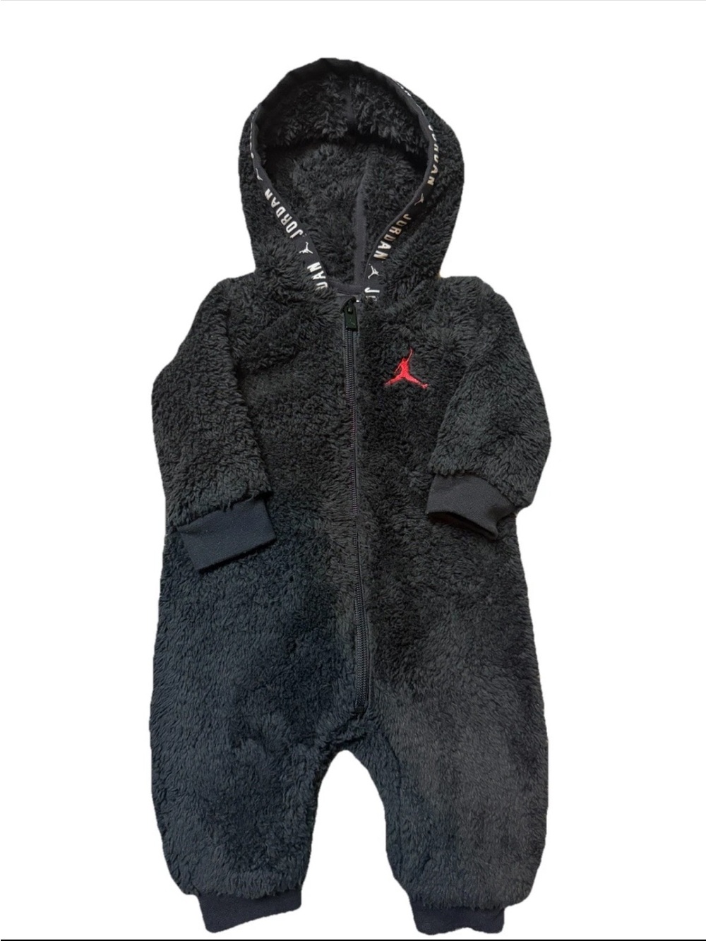 Jordan Black Fleece Baby One-Piece with Red Jumpman